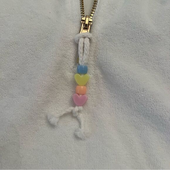 Stoney Clover Lane x Target Cropped Half Zip White terry Sweatshirt - Picture 4 of 5